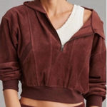 Anthropologie NWT  Daily Practice brown velour hoodie sz L Photo 0