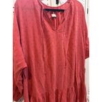 ZARA Oversized Coral Tiered Dress with Eyelet‎ Details, V-Neck, Bohemian Style Photo 1