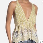 Free People  M Lunch Date‎ Yellow Polka Dot Halter Top Citron Plunge Coquette New Photo 5