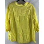 Tahari Linen Top Blouse Button Detail 3/4 Sleeve Yellow Womens 1X Photo 3