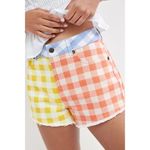 Farm Rio Anthropologie Shorts Gingham Colorful Picnic Frayed Yellow XS NWT Photo 8
