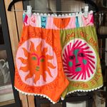 Commense sun seeker shorts high waisted colorful tropical beach print scalloped Pink Photo 2