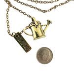 Beautifly Watering Can Charm Necklace Chain Bronze Tone Gold Photo 3