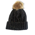 Jessica Simpson Beanie Hat Womens OS Black Knit Speckled Photo 8