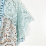 L'ATISTE L’ATISTE Aqua Lace Lined Lattice Detailing Short Sleeves Low V-Neck Romper Small Photo 7