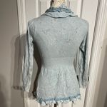Anthropologie Guinevere Ruffle Cardigan Sweater Coastal Cottage Coquette Pastel Ruffle Breathable Cover Cardigan Blue Women's Size M Photo 2
