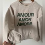 Sézane Sezane M Amor Sweatshirt in Cream and Green Photo 3