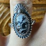White Buffalo Sterling Silver Ring Size 8 Black Photo 0