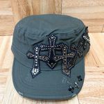 NWT DREAM CONTROL Cadet Military Cap Style Olive Cross Patch Swarovski Hat L/XL Photo 1