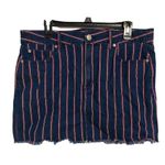 American Eagle Blue/Red Striped Super Stretch Hi Rise Mini Denim Skirt size 14 Photo 0