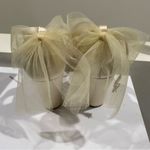 Badgley Mischka  Women's Kim Heeled Sandal Bow Block Heel Ivory Satin Size 7.5 Photo 2