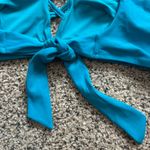 Cupshe NWT  Cynthia Plunge Back Tie Plus Size Bikini Top Size 1X Teal Blue Photo 6