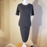 Rue 21 NWT!  Black White Striped Ribbed Knit Form Fitting Dress Size Medium Photo 2