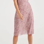 7 For All Mankind  Seamed Chiffon Slip Dress in Rose Leopard Pink | Size Large Photo 1