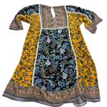 Sundance Bohemian Patchwork Floral Bell Sleeve Midi Dress Women's Size Small Yellow Photo 0