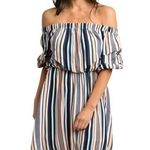 Peach Love California Peach Love Striped Off the Shoulder Dress Small Photo 0