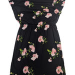 Anne Klein Black Floral Print Elastic Waist Midi Dress Women's Size 16 Photo 0