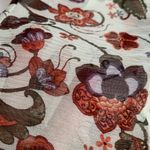 Karen Kane ivory, rust and purple floral print dolman sleeve semi sheer blouse M Photo 5