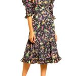 Black Halo NWT  Nadir Floral Cotton Midi Dress Black Size 4 Photo 0