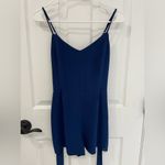 FORA Royal Navy Blue Belted Tie V Neck Romper Women’s Size S Photo 1