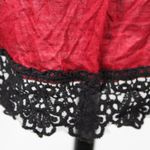 Charlotte Russe NWT Red Burgundy 3/4 Length High-Low Top with Black Lace Crochet Trim – Size Med Photo 4