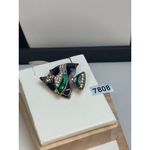Vintage Rhinestone & Enamel Fish Brooch Pin Green Photo 5