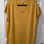 Orvis  Mustard Yellow V-Neck Short Sleeve Casual T-Shirt Large Relaxed‎ Fit Photo 0