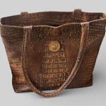 Kemestry leather embossed textured alligator croc skin shoulder bag USA Tan Photo 0