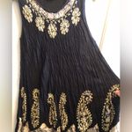 Black and Gold Embroidery & Block Print Sun Dress Free Size Size undefined Photo 2