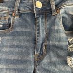 American Eagle  Blue Distressed Ripped Super Stretch Denim Jean Shorts Women Sz 2 Photo 4