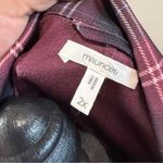 Maurice's  Open Front Blazer Long Line Navy Blue Red Plaid Business Casual Stretch Photo 2