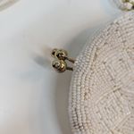 Vintage Beaded Evening Purse Womens 8" Oval White Kiss Lock Inner Pocket Clasp White Photo 2