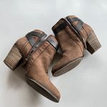 Franco Sarto Dotty Brown Leather Zip Chunky Heel Ankle Booties w/ Straps… Photo 4