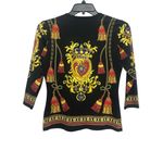 J. McLaughlin  Catalina Cloth Tassel Print Top Size Small Nautical Non Wrinkle Photo 1