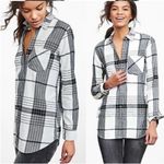 Banana Republic Cotton Black White Button Down Tartan Plaid Shirt Extra Small Photo 1