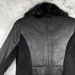 Boutique Ashley B Leather Shearling Wool Zipper Cowl Moto Biker Coat Jacket Black S $1795 Photo 10