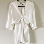 ZARA White Satin Mini Dress with Cutouts Photo 0