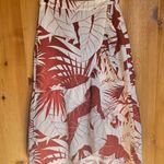 Madewell Rust & White Tropical Print Ruffle Linen Blend Midi Skirt Photo 1