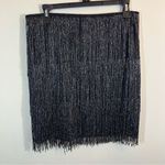 ✨ Maner Women’s Black Silver Fringe Mini Skirt Large NWT Concert Photo 1
