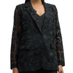 Ungaro Women’s Size M Black Kehlani Floral Eyelet Snap Front Blazer Jacket Size M Photo 1