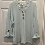 Fantastic Fawn Mint Green Long Sleeve Thermal Oversized Fit Womens Size Medium Photo 0