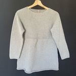 J.Jill Petite M Gray Knit Cotton Tunic Sweater Top boat neck style long sleeved Photo 0