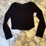 Lush Clothing NWT LUSH | Black Corset-Style Cropped Long Sleeve Sweater Top – Size L 🖤 Photo 1