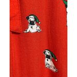 Ruby Rose Red Christmas Santa Pug Dog Button Down Blouse Shirt Top Women L Rayon Size L Photo 4