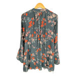 Free People | XS | Blue w/ Red Floral Print Pebble Crepe So Fine Smocked Tunic Photo 7