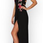 Luxxel Floral embroidered black maxi dress ladies medium halter evening gown Photo 14