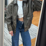 Stradivarius  Leather Bomber Jacket Oversized Photo 0