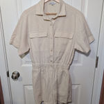 Hunter & Brown Linen Blend Romper Women's Small Beige Tan Photo 0