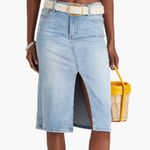 Alice + Olivia Jeans Distressed Faded Denim Skirt Size 26 Knee Length Pencil Photo 0