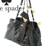 Kate Spade  Black Patent Leather Croc Pattern Shoulder Bag Satchel Tote EUC Photo 0